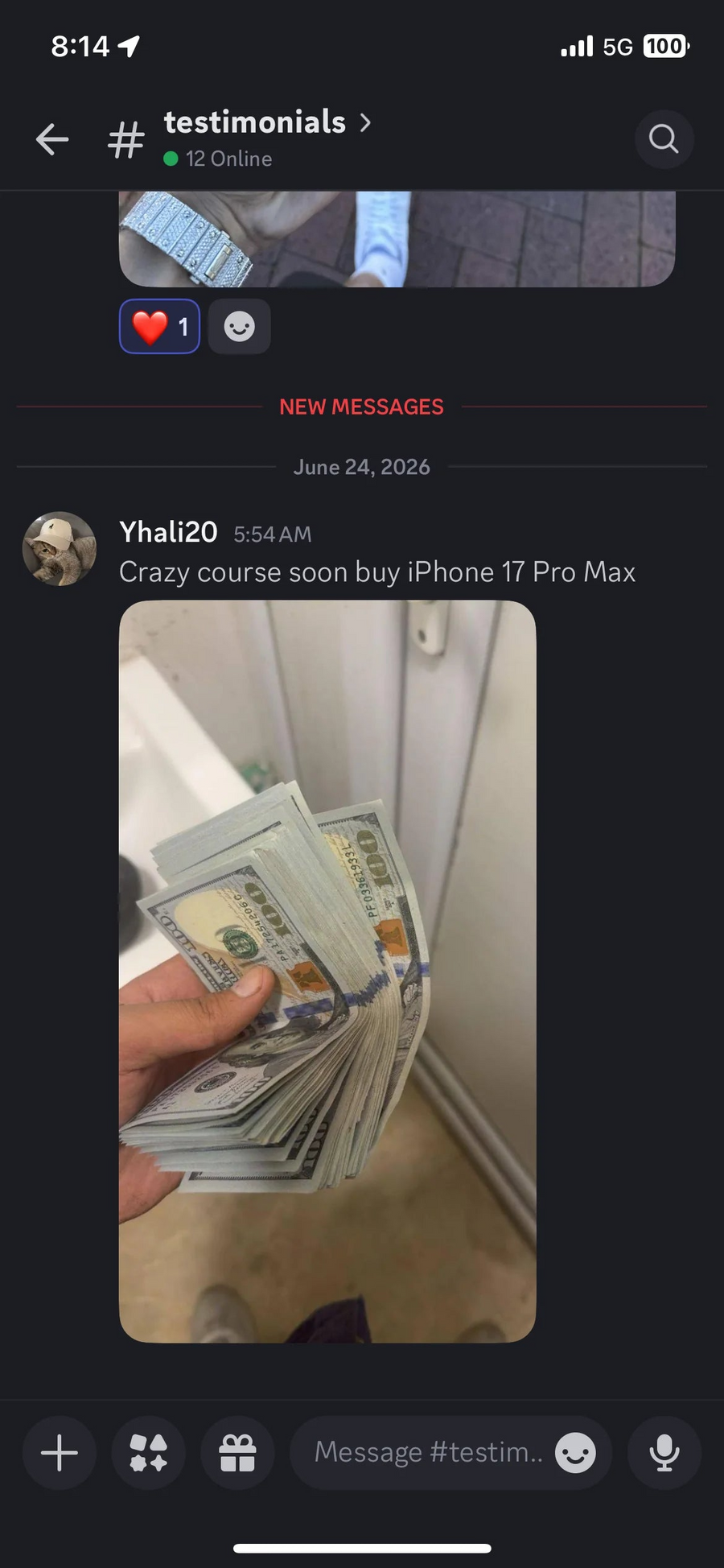 Customer result screenshot