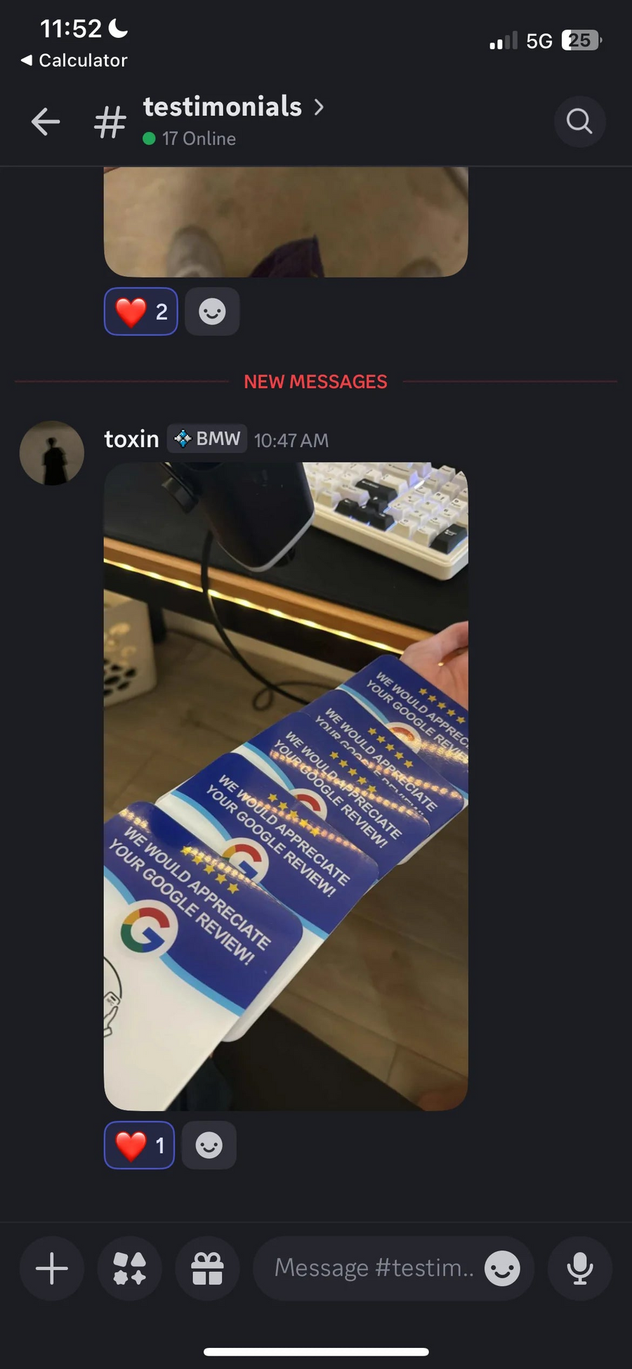Customer result screenshot